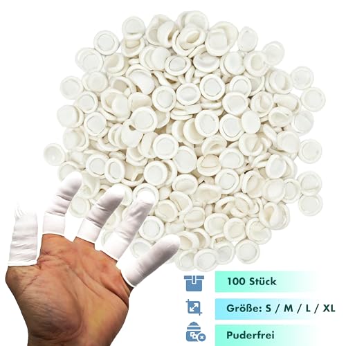 THERACASO Einweg Latex Fingerlinge | puderfrei | hygienisch & reißfest | 100 Stück | Größen S–XL | für Pflege, Kosmetik, Verband, Lebensmittelkontakt | medizinisch, nicht steril M