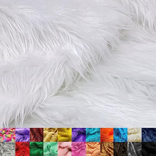 Ice Fabrics Faux Fur Fabric by The Yard - 60 Inches Wide Super Soft and Fluffy Shaggy Mohair Fur Fabric for Costumes, Apparel, Rugs, Pillows, Decorations and More - White - One Yard by Ice Fabrics - Used condition - US$28.15