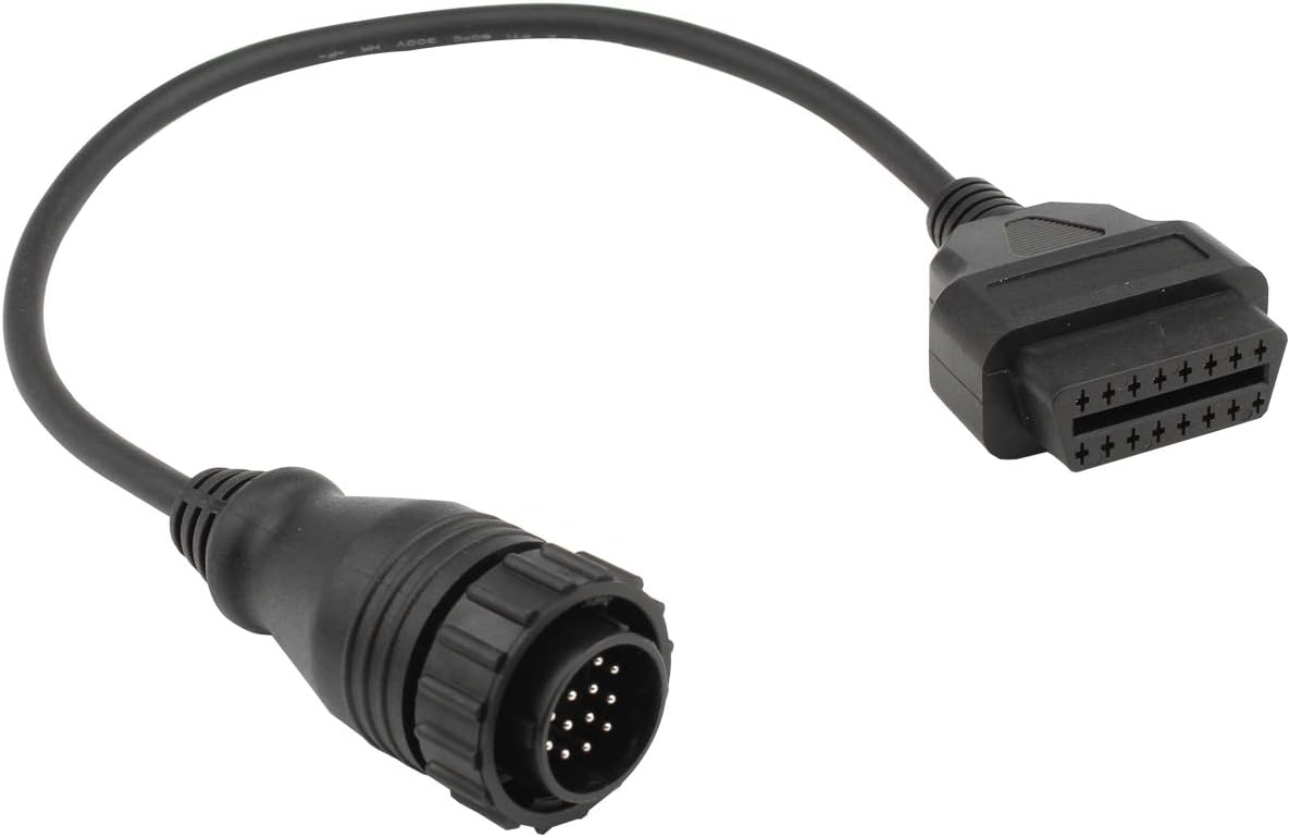 Futheda OBD2 OBD II 14 Pin to 16 Pin Car Cable Connector Diagnostic Adapter, 3 Pin Pass Through OBD 2 Extension Cable Compatible with Sprinter 40cm