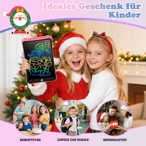 BlueSwan Maltafel Zaubertafel Reise Spielzeug für Unterwegs kinder 2 3 4 5 6+ jahre,10 zoll LCD Schreibtafel mit löschfunktion,Beschäftigung im Flugzeug Autofahrt Restaurant Kleinkind Geschenk,Rosa