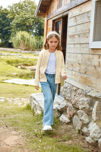 Image of GRACE KARIN Girls Knit Cardigan Sweater Zip Long Sleeve Kids School Uniform Fall Jacket Size 6-14