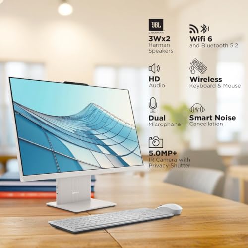 Image of Lenovo IdeaCentre AIO Intel Core i7-13620H 24 inch FHD (24GB RAM /1TB SSD /Win11 /Microsoft 365 Basic + Office Home 2024 /Wireless Charging /Wireless EOS Keyboard & Mouse,Grey), F0HN00VBIN All-in-One Desktop