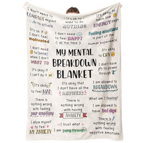 Craftique My Mental Breakdown Blanket, Anxiety Relief Items, Emotional Healing Support Blanket, Mental Health Awareness/Gifts for Women Men, Therapy/Counseling Office Must Haves/Decoration, Therapist by Craftique - Used condition - US$17.41