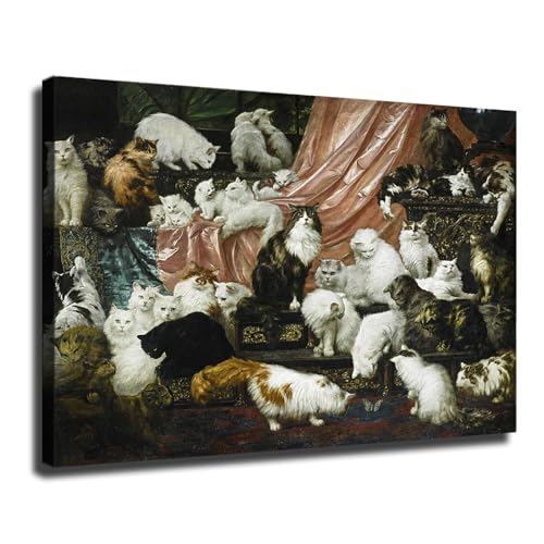 My Wife's Lover By Carl Kahler, Cat Poster Canvas Print Painting Picture Aesthetic Wall Art Bedroom Living Room Decoration (08×12inch Unframed)