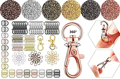 Image of DIY Crafts 450 Pcs Screw Jump Rings, Antique Silver, Swivel Clasps Set Metal Lanyard Snap Hook, Lobster Claw Clasps Keychain Rings Open Rings Eye (450 Pcs Screw Jump Rings, Antique Silver)