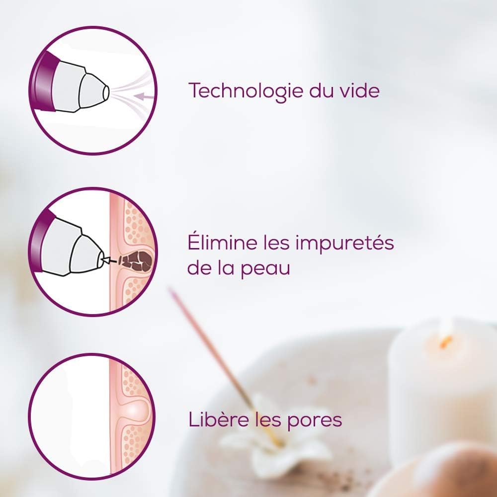 Beurer FC 41 Appareil anti points noirs, éliminateur électrique de points noirs pour un nettoyage des pores profond, 5 niveaux d'intensité et 3 têtes, convient à tous les types de peau
