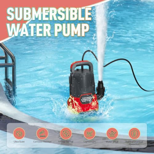 Image of Sump Pump 1HP 4000 Electric Thermoplastic Submersible Water Pump