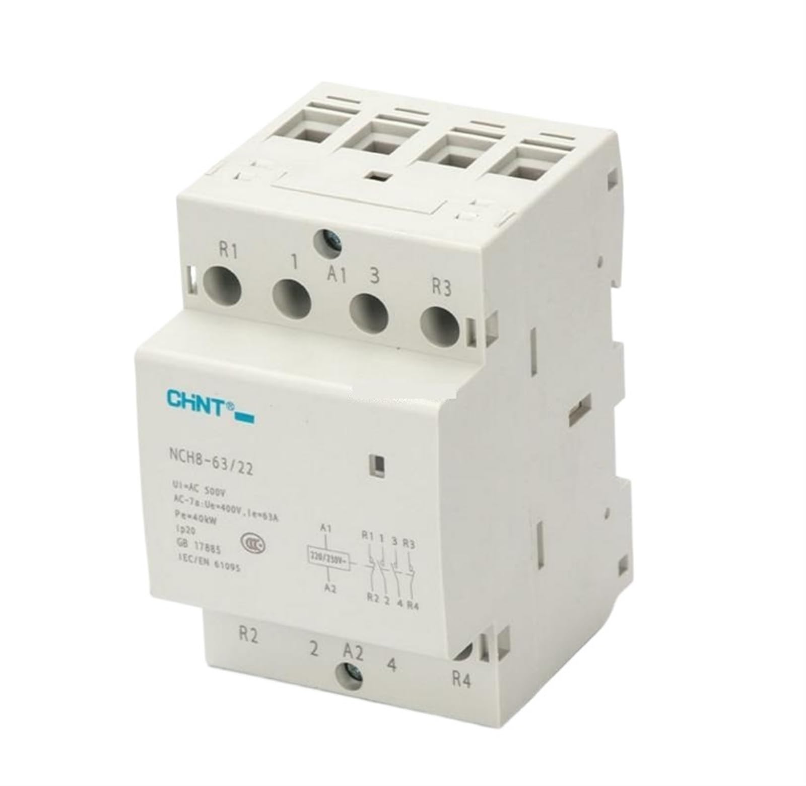NCH8-63 Modułowa stycznik domowy AC 220 V 230 V AC 50/63 A 1 samozamykacz 1 otwieracz 2 zamykacze 2 otwieracze (NCH8-63A-22 2NC)