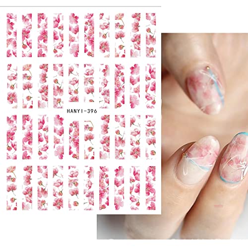 Pink Flowers Nail Stickers For Nail Art Spring Summer Nail Decals Floral Nail Supplies Cherry Blossom Petal Nail Wraps Foils For Acrylic Nails Charming Nail Decorations For Women Girls 6 Sheets #TOP2