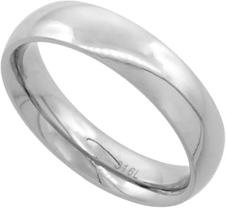 Surgical Stainless Steel 5mm Domed Wedding Band Thumb Ring Comfort-Fit High Polish Sizes 5-12