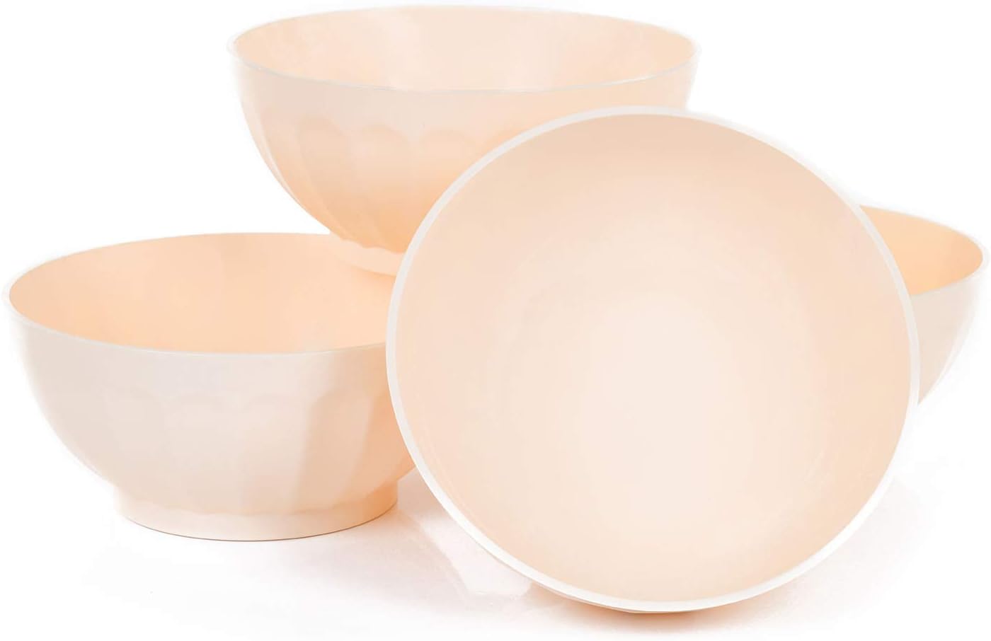 Mintra Unbreakable Plastic Bowl, CREAM 4pk - Large, 1.8L, 60oz, 7.75inW x 3.25inH - (Part Of A Set) - Salad, Snacks, Breakfast Cereal, Fruit, Popcorn, Soup, Colorful, Shatterproof, BPA Free