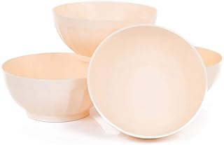 Mintra Unbreakable Plastic Bowl, CREAM 4pk - Large, 1.8L, 60oz, 7.75inW x 3.25inH - (Part Of A Set) - Salad, Snacks, Breakfast Cereal, Fruit, Popcorn, Soup, Colorful, Shatterproof, BPA Free
