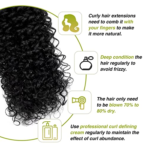 Image of Easyouth Black Curly Tape in Hair Extensions Real Human Hair Tape in Extensions Natural Black Human Hair Glue in Hair Extensions Natural Curly 14Inch 50g 20pcs
