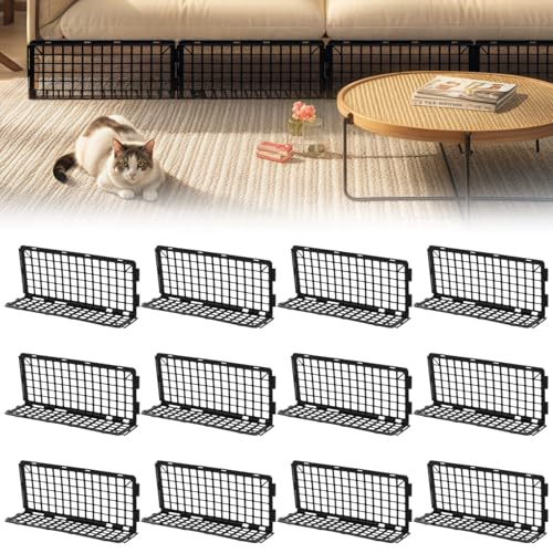 Deskium 12 Pcs Under Sofa Mesh Blockers, Flexible Plastic Gap Guards For Furniture, Toy And Pet Barrier For Couches, Beds, Cabinets, No Tools Required