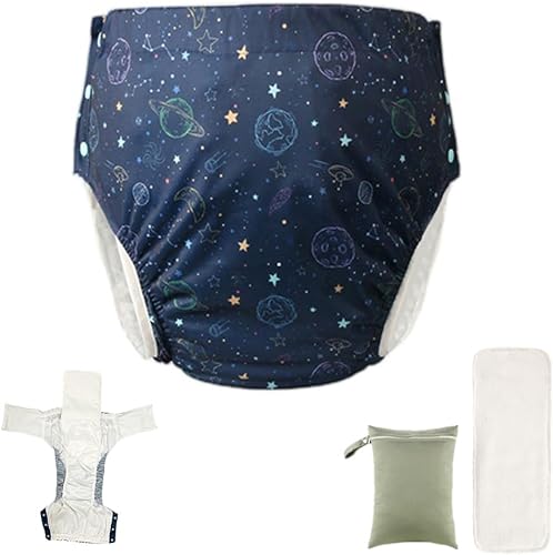 Pañales de tela unisex reutilizables para adultos con insertos de pañales, pañal de bolsillo para incontinencia ajustable con broches de presión,