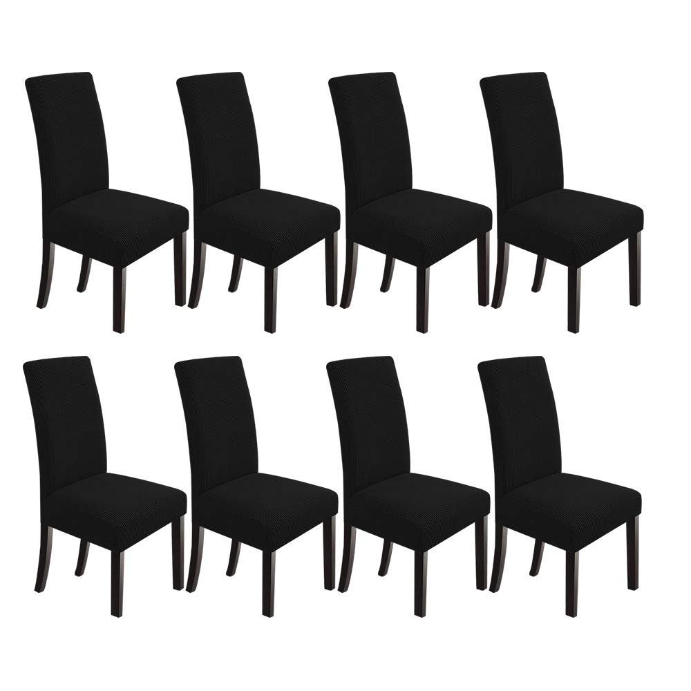 Photo 1 of Dining Room Chair Slipcovers Dining Chair Covers Parsons Chair Slipcover Stretch Chair Covers for Dining Room Set of 8,Black