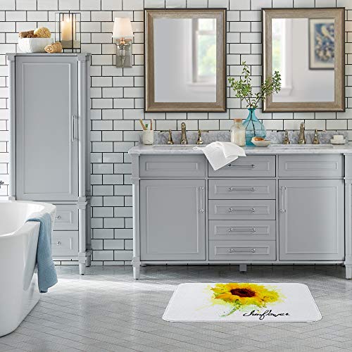 Tapis de bain jaune moelleux lavable grand teint pour maison - 4