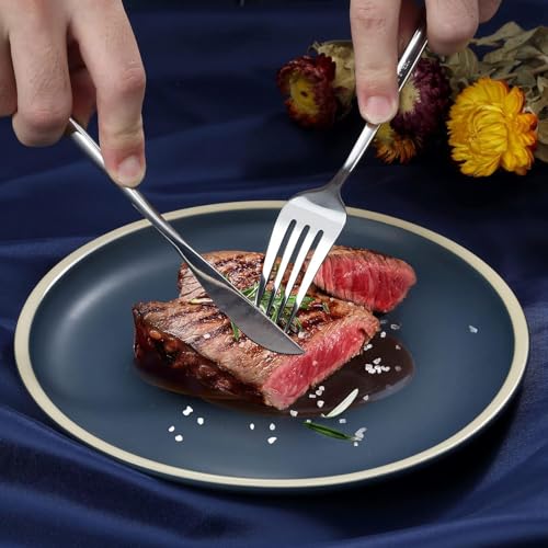 Image of 24-Piece Flatware Set, Stainless Steel Knife Fork Spoon, Home Dinnerware Tableware Set for 6,Stainless Steel Cutlery Set for Home, Kitchen, Restaurant, Utensils (Silver)