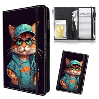 Server Books For Waitress,Leather Waiter Book Server Wallet With Zipper,Cash Check - View #3