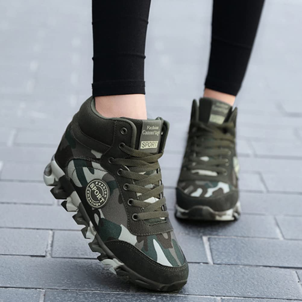 Zapatillas De Lona De Alta Gama para Mujer Zapatos De Lona Primavera Otoño Moda Al Aire Libre Zapatillas De Tacón Ocultas Casual Elegante Cordones hasta Camuflaje Zapatos Deportivos