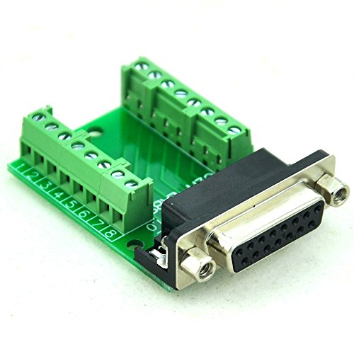 CZH-LABS Slim Right Angle D'sub Header Breakout Board, Terminal Block DSUB Connector Module (DB15 Female)