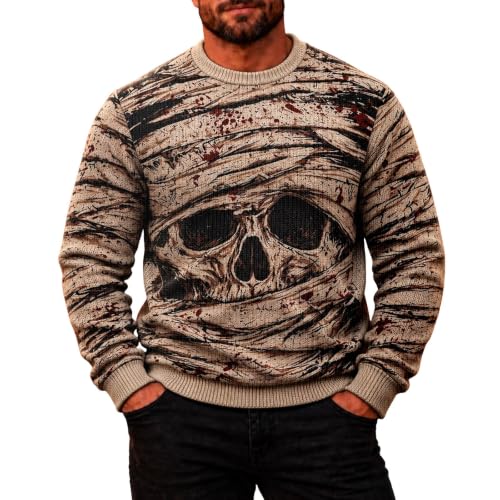 Pull-Over Gothique pour Homme, col Rond, imprimé 3D, Manches Longues, textu
