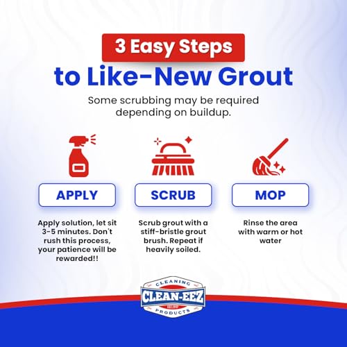Clean-eez Grout-eez Tile Cleaner with Handheld Brush – 32 oz Heavy-Duty Stain Remover for Ceramic and Porcelain Surfaces – Safe for Colored Grout – Not for Natural Stone – Bathroom & Kitchen Use by Clean-eez Cleaning Products - Image 5