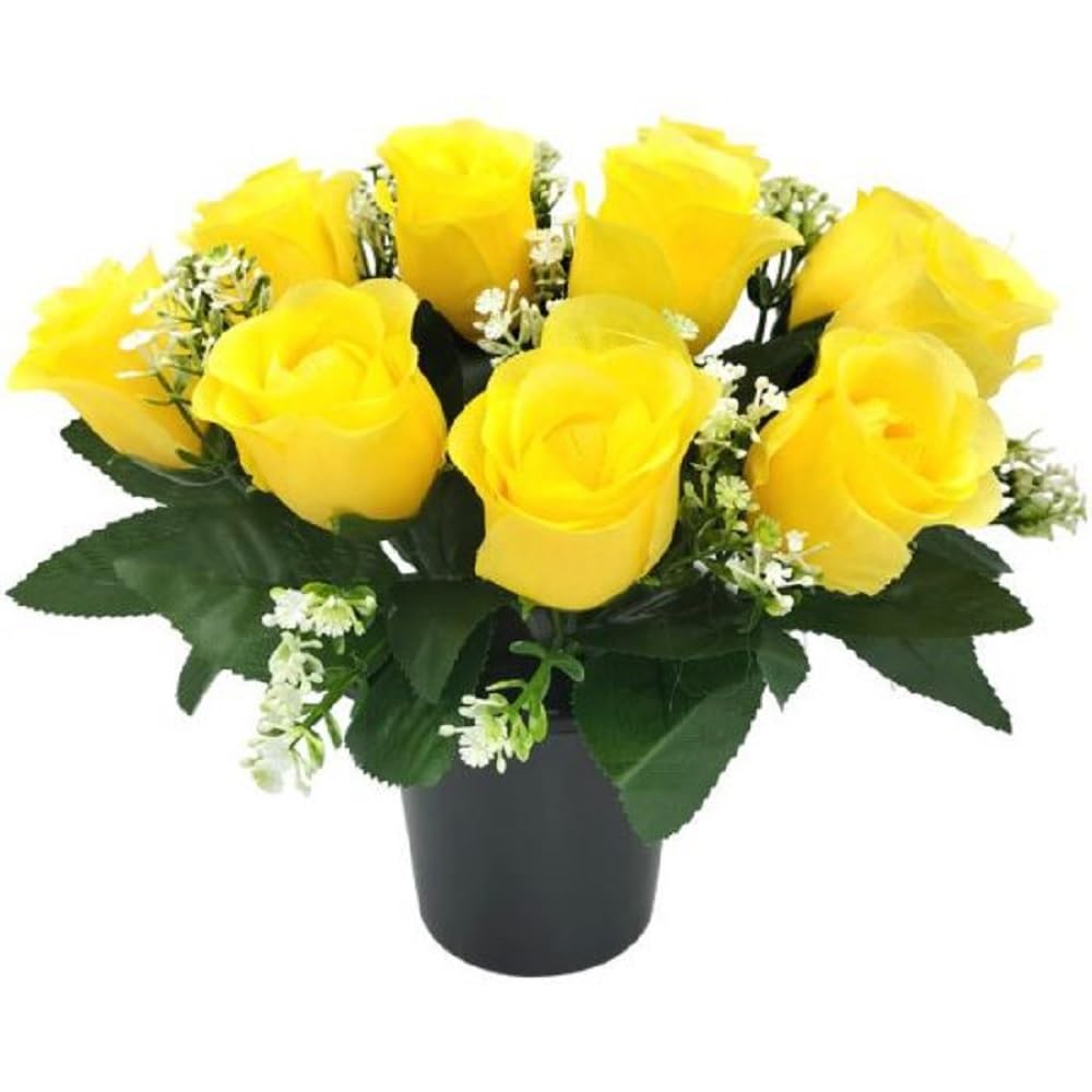 Memorial Grave Crem Pot Artificial Yellow Apricot Carnations Memorial