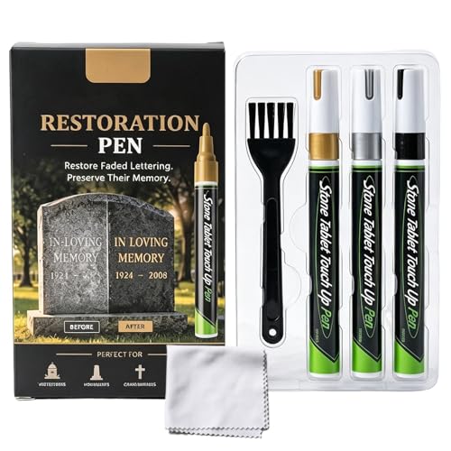 Generico Rotulador para lápidas Tombstone | Impermeable resistente a los rayos UV 3 colores | Rotulador para restauración Lápidas | Para escritos conmemorativos sobre granito, mármol, cerámica, vidrio