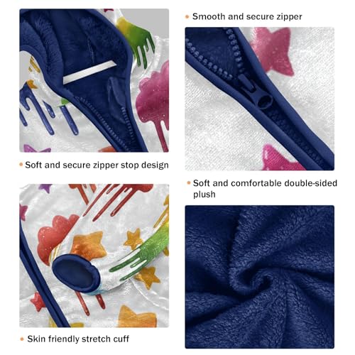 Dripping Clouds Stars Colorful Toddler Fleece Jacket Girl Boys Hooded Fleece Jacket Coat Warm Outwear Zip-up 3-10T3