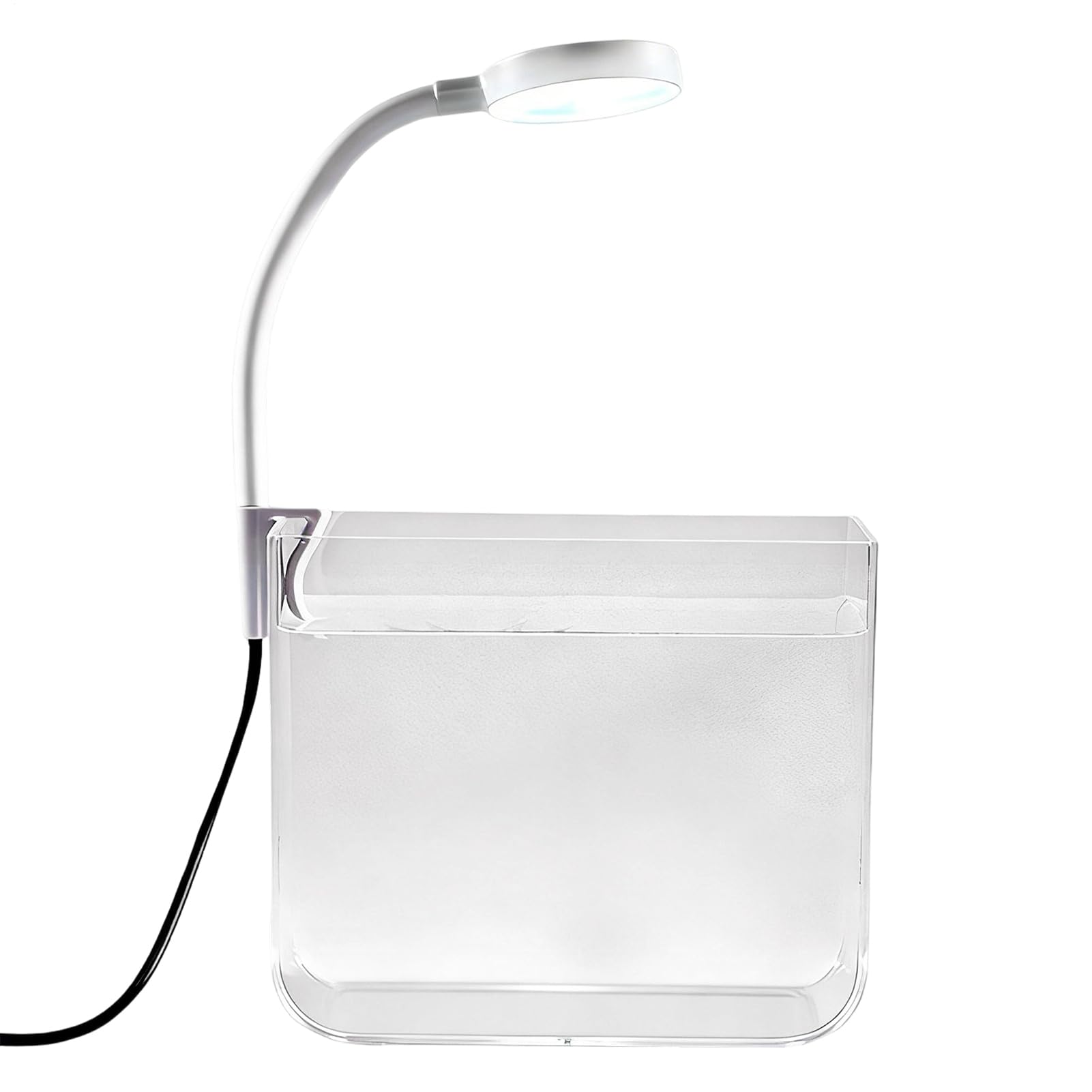 Mini tanque de acuario de cristal resistente con luces LED de clip y base