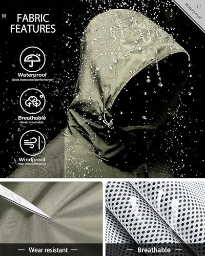 Image of iCreek Rain Jacket Men's Lightweight with Hood Packable Waterproof Raincoat Breathable Antistorm Jacket Windbreaker