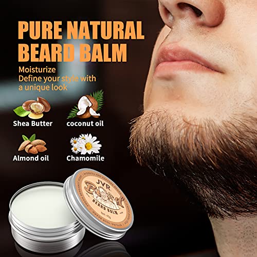 Bartpflege Set für Männer, JVR Bartpflegeset mit Bartöl, Bartbalsam und Bartbürste, Bartglättung, Feuchtigkeit & Verleiht Glanz & Styling, Hochwertiges Bartset als Geschenk (Braun) - Image 4