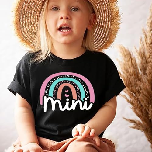 Image of Mama and Mini Rainbow Graphic Tees Mommy and Me Matching Shirts Tops Casual Short Sleeve Mother and Daughter T Shirt