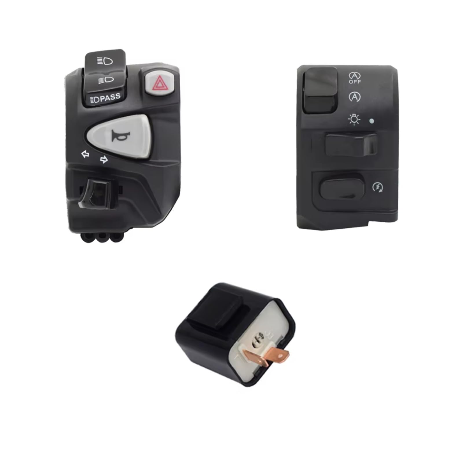 Control De Manillar De Interruptor De Motocicleta De 7/8" 22mm Compatible Con NMAX CT125 155 Botón De Señal De Giro De Faro De Bocina Con Intermitente Interruptor manillar moto(Set and Flasher)