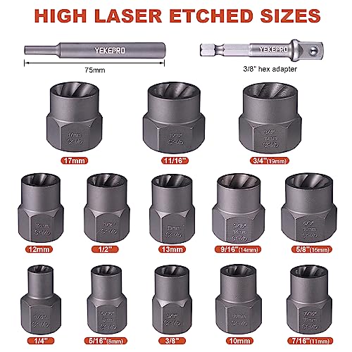 YEKEPRO 15 PCS Bolt Extractor Set