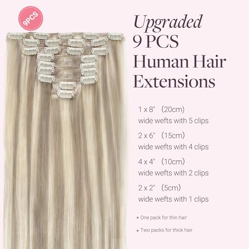 Image of GOO GOO Clip in Hair Extensions Real Human Hair Blonde Remy Extensions