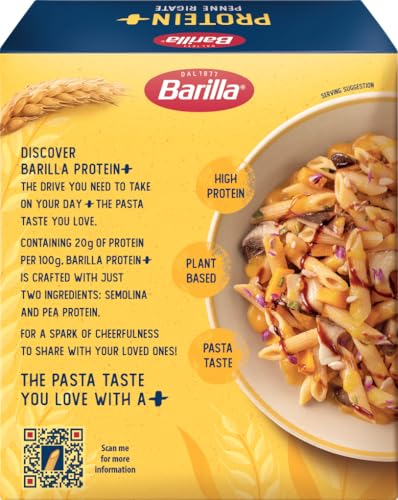 Barilla Penne Rigate Protein Plus Pasta– High Protein Italian Pasta Made with Durum Wheat – Classic Short Shape - Healthy Enriched Pasta – Single Pack of 1 x 400g Pack