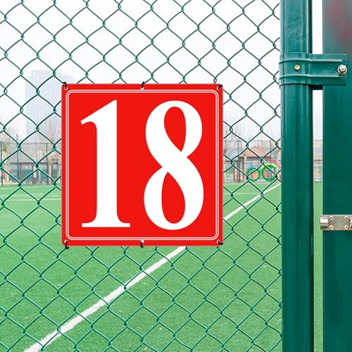 Image of Premium Aluminum Number Signs 18, Metal 12 inch X 12 inch Red Numbered Signs Outdoor for Parking Lots, Floor, Dock, Court, Aisle, Field, High Visibility, No Fade, Weather-resistant