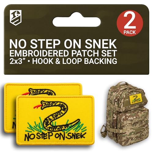 Bluyellow 2Pcs No Step On Snek Pach Hook & Loop Embroidered Gadsden Flag Tactical Military Morale Patches for Tactical Backpack Vest Dog Vest American Patch Yellow Sew on 2x3 Inch