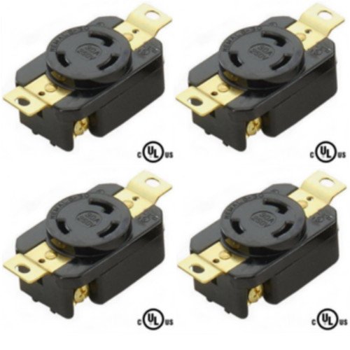 NEMA L6-30 Grounding Locking Receptacle, 30A 250V AC, 2 Pole 3 Wire, cUL Listed (5)