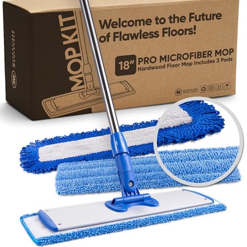 18" Professional Microfiber Mop - Hardwood Floor Mop - Dry