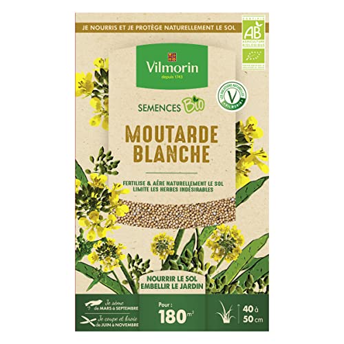 Vilmorin - Graines de Moutarde blanche BIO, boite de 375 grs