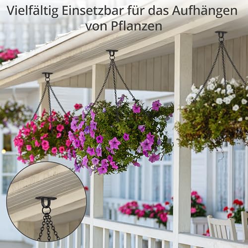 Winter Shore M5 Deckenhaken Schwerlast (8er-Pack) - 50 mm Augplatte Edelstahl zum Aufhängen von Pflanzen - Schwerlasthaken Decke für Lichterketten im Freien - Augplatte Schwarz für Hängepflanzen