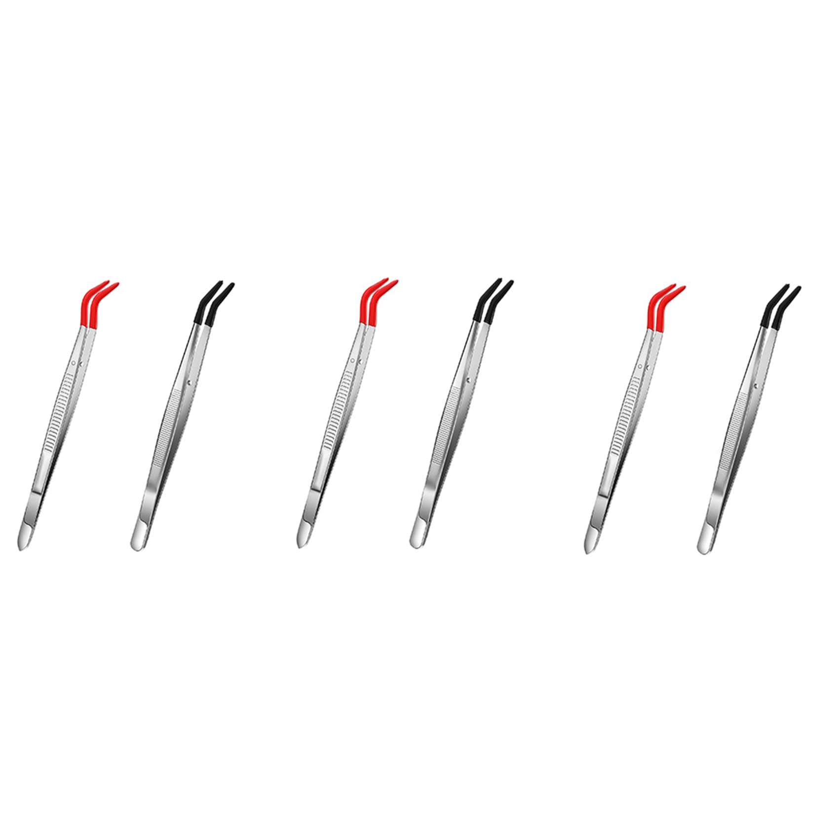 Jnchdghwa As Shown 6 Pcs Tweezers Curved Bent Rubber Tip Tweezers Stainless Steel Crafts Tweezers For Lab Jewelry Making