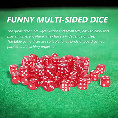 Toyvian 100 Pack Standard Game Dice Acrylic Dice Game Dice for RPG Dice Table Games Red - Image 3