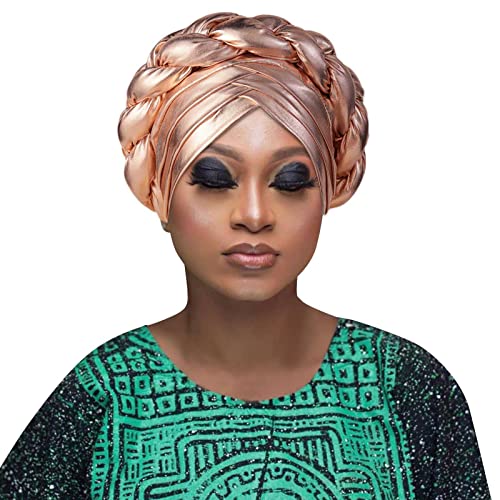 Style Y2 2023 - Chapeau tressé tendance pour femme musulmane à volants contre le cancer - Bonnet de sommeil doublé en satin pour cheveux - Chapeau de soleil pour homme, marron, taille unique