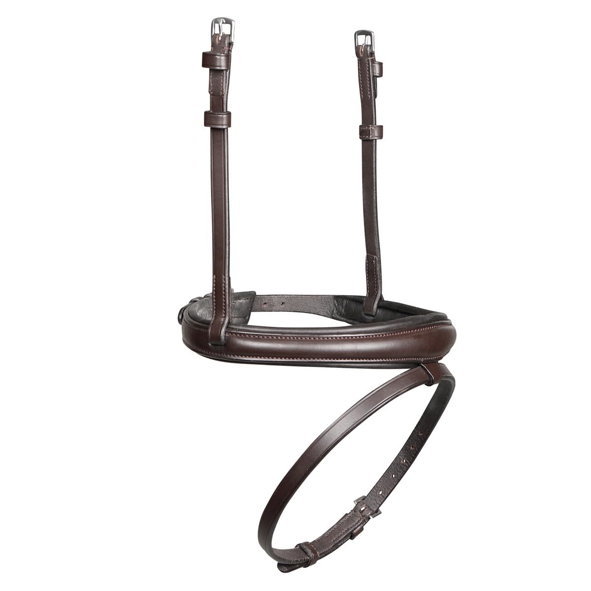 Velociti - Cabezada Doble para Caballo Diseño Curvado de Cuero (Jaca) (Negro)