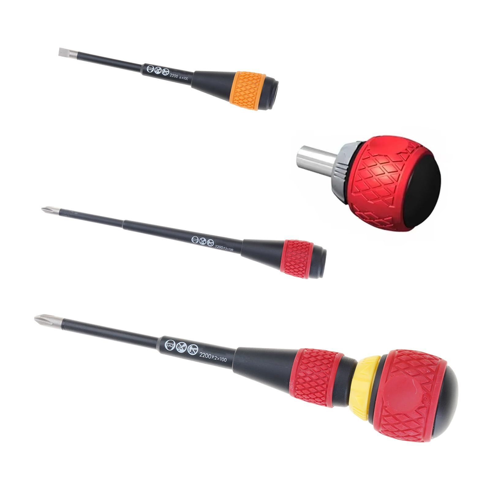 Juego de 5 destornilladores ergonómicos resistentes de trinquete para un fácil manejo, uso multifuncional en montaje de muebles, destornillador ergonómico de mango