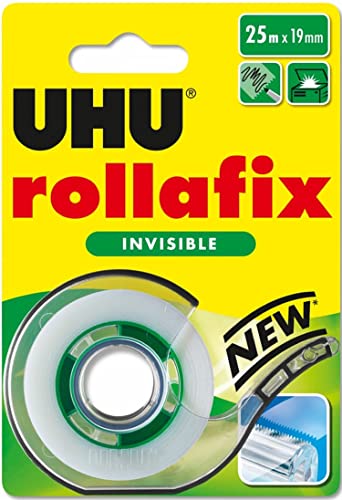 UHU Rollafix - Ruban Adhésif Invisible - Haute Qualité - Ne Jaunit Pas - Rechargeable - Convient Pour Écrire Dessus - Fournitures École Et Bureau -...
